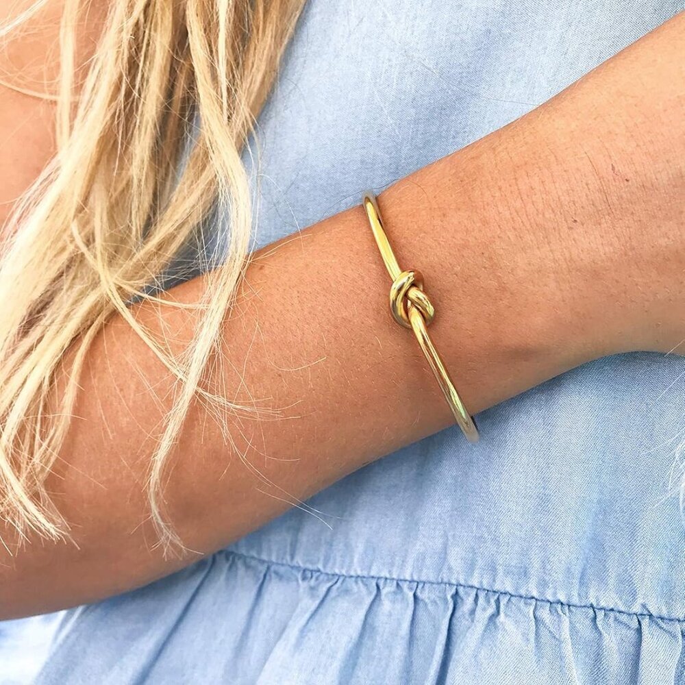Cuff Bangle Gold Bracelets for Women | Tie The Knot Love Bracelet for Bridesmaid - Picture 4 of 6